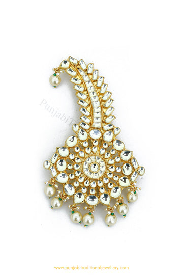 Gold Finished Pearl Kundan Kalgi | Punjabi Traditional Jewellery Exclusive